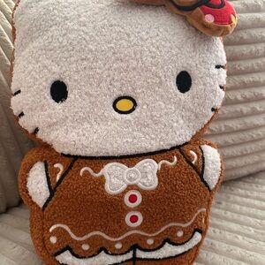 Hello Kitty Gingerbread Holiday Pillow - Brown and White
